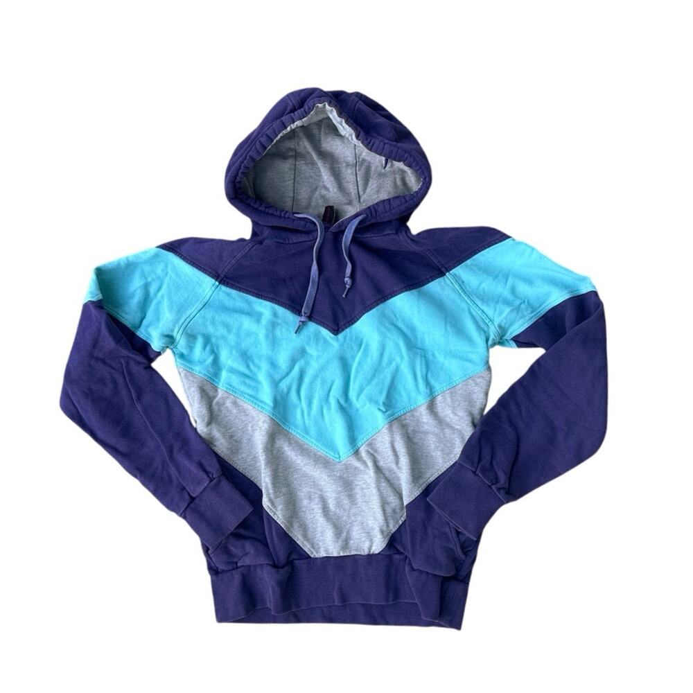 Nikita Women’s Medium 100% Cotton Colorblock Hoodie Purple Blue Snowboard Y2K